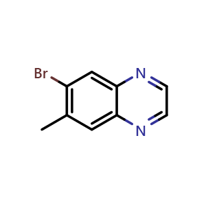 Chemical structure of 6-bromo-7-methylquinoxaline , CAS 646504-80-5, AChemBlock T92631
