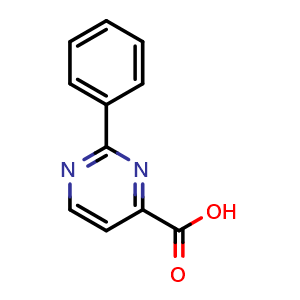 Chemical structure of 2-phenylpyrimidine-4-carboxylic acid , CAS 16879-53-1, AChemBlock T92635