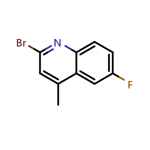 Chemical structure of 2-bromo-6-fluoro-4-methylquinoline , CAS 1367707-07-0, AChemBlock T92636
