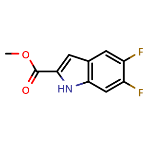 Chemical structure of Methyl 5,6-difluoro-1H-indole-2-carboxylate , CAS 898746-30-0, AChemBlock T92647