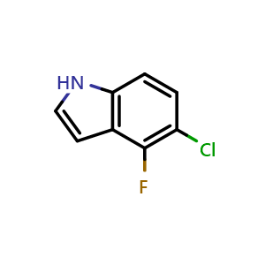 Chemical structure of 5-Chloro-4-fluoro-1H-indole , CAS 376646-56-9, AChemBlock T92649