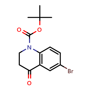 Chemical structure of tert-butyl 6-bromo-4-oxo-2,3-dihydroquinoline-1-carboxylate , CAS 1821212-17-2, AChemBlock T92651