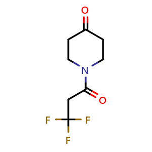 Chemical structure of 1-(3,3,3-trifluoropropanoyl)piperidin-4-one , CAS 1016882-81-7, AChemBlock T92657