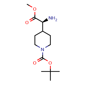 Chemical structure of tert-butyl 4-[(1S)-1-amino-2-methoxy-2-oxo-ethyl]piperidine-1-carboxylate , CAS 368866-12-0, AChemBlock T92673