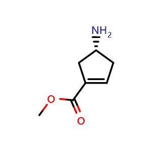 Chemical structure of methyl (4R)-4-aminocyclopentene-1-carboxylate , CAS 2088255-06-3, AChemBlock T92675