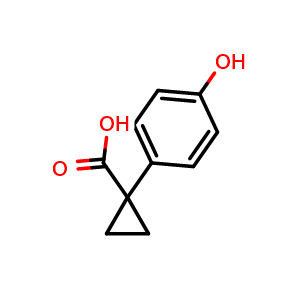 Chemical structure of 1-(4-Hydroxyphenyl)cyclopropanecarboxylic acid , CAS 869970-25-2, AChemBlock T92700