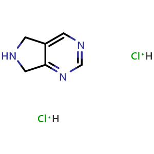 Chemical structure of 6,7-Dihydro-5H-pyrrolo[3,4-d]pyrimidine dihydrochloride , CAS 157327-51-0, AChemBlock T92703