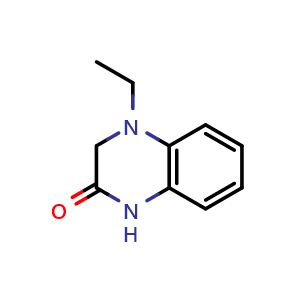 Chemical structure of 4-ethyl-1,3-dihydroquinoxalin-2-one , CAS 90917-94-5, AChemBlock T92722