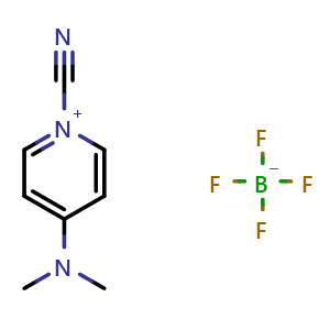 Chemical structure of 4-(dimethylamino)pyridin-1-ium-1-carbonitrile tetrafluoroborate , CAS 59016-56-7, AChemBlock T92735