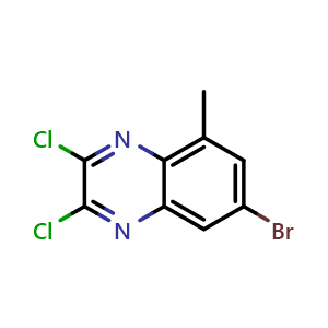 Chemical structure of 7-bromo-2,3-dichloro-5-methylquinoxaline , CAS 187479-68-1, AChemBlock T92740