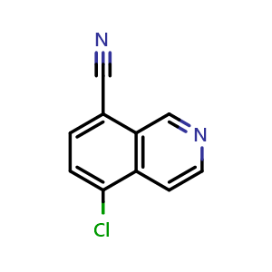 Chemical structure of 5-chloroisoquinoline-8-carbonitrile , CAS 1256463-60-1, AChemBlock T92745