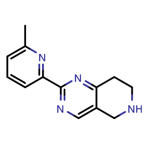Chemical structure of 2-(6-methylpyridin-2-yl)-5,6,7,8-tetrahydropyrido[4,3-d]pyrimidine , CAS 1778578-22-5, AChemBlock T92752