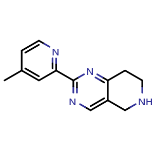 Chemical structure of 2-(4-methylpyridin-2-yl)-5,6,7,8-tetrahydropyrido[4,3-d]pyrimidine , CAS 1712928-64-7, AChemBlock T92756