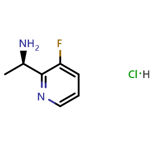 Chemical structure of (R)-1-(3-fluoropyridin-2-yl)ethan-1-amine hydrochloride , CAS 1311254-94-0, AChemBlock T92762