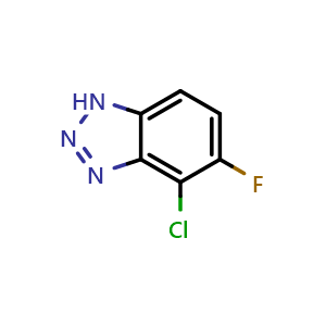 Chemical structure of 4-Chloro-5-fluoro-1H-benzotriazole , CAS 2411637-55-1, AChemBlock T92773