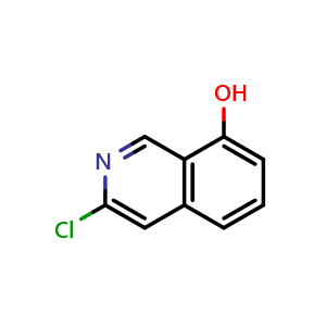 Chemical structure of 3-chloroisoquinolin-8-ol , CAS 1374652-75-1, AChemBlock T92788