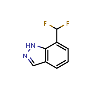 Chemical structure of 7-(difluoromethyl)-1H-indazole , CAS 1204298-72-5, AChemBlock T92793