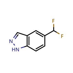 Chemical structure of 5-(difluoromethyl)-1H-indazole , CAS 1204298-50-9, AChemBlock T92795