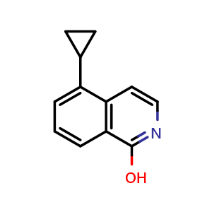 Chemical structure of 5-cyclopropylisoquinolin-1-ol , CAS 1552892-48-4, AChemBlock T92831