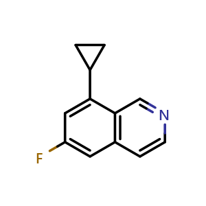 Chemical structure of 8-cyclopropyl-6-fluoroisoquinoline , CAS 2411636-55-8, AChemBlock T92842