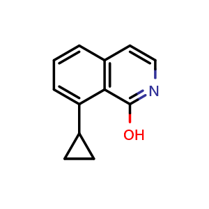 Chemical structure of 8-cyclopropylisoquinolin-1-ol , CAS 2411637-49-3, AChemBlock T92843