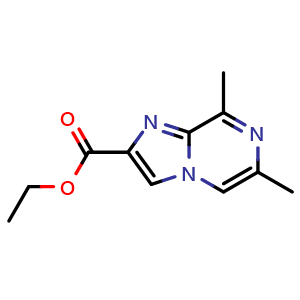 Chemical structure of ethyl 6,8-dimethylimidazo[1,2-a]pyrazine-2-carboxylate , CAS 1643412-32-1, AChemBlock T92850