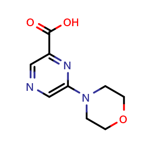 Chemical structure of 6-(4-Morpholinyl)pyrazine-2-carboxylic acid , CAS 40262-73-5, AChemBlock T92853
