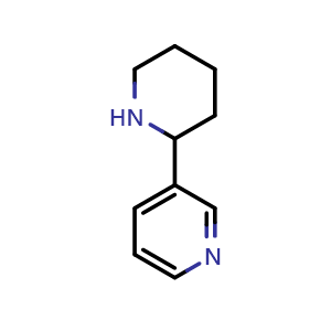 Chemical structure of 3-(piperidin-2-yl)pyridine , CAS 13078-04-1, AChemBlock T92855