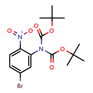 Chemical structure of Imidodicarbonic acid, 2-(5-bromo-2-nitrophenyl)-, 1,3-bis(1,1-dimethylethyl) ester , CAS 2242415-27-4, AChemBlock T92860