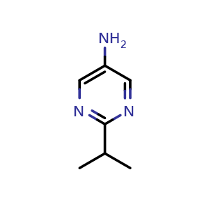 Chemical structure of 2-(propan-2-yl)pyrimidin-5-amine , CAS 944902-46-9, AChemBlock T92864
