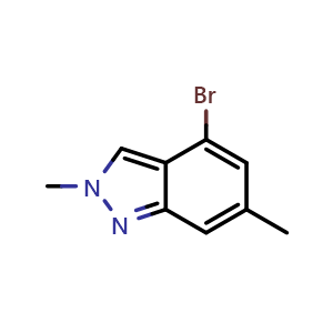 Chemical structure of 4-Bromo-2,6-dimethyl-2H-indazole , CAS 1159511-87-1, AChemBlock T92878