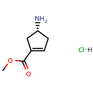 Chemical structure of methyl (4R)-4-aminocyclopentene-1-carboxylate hydrochloride , CAS 2365474-01-5, AChemBlock T92879