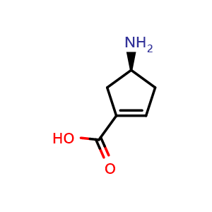 Chemical structure of (4S)-4-aminocyclopentene-1-carboxylic acid , CAS 102629-73-2, AChemBlock T92880