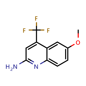 Chemical structure of 6-methoxy-4-(trifluoromethyl)quinolin-2-amine , CAS 2411634-62-1, AChemBlock T92894