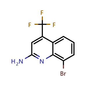 Chemical structure of 8-bromo-4-(trifluoromethyl)quinolin-2-amine , CAS 2411637-47-1, AChemBlock T92910