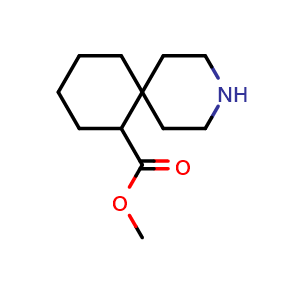 Chemical structure of methyl 3-azaspiro[5.5]undecane-11-carboxylate , CAS 2168703-79-3, AChemBlock T92922