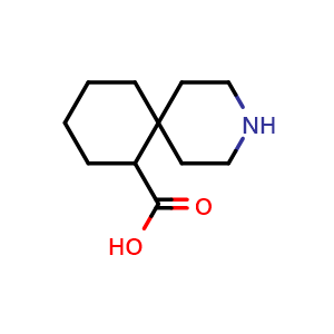 Chemical structure of 3-azaspiro[5.5]undecane-11-carboxylic acid , CAS 2167087-77-4, AChemBlock T92923