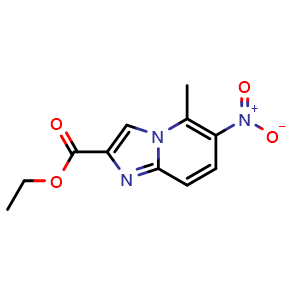 Chemical structure of ethyl 5-methyl-6-nitroimidazo[1,2-a]pyridine-2-carboxylate , CAS 158980-19-9, AChemBlock T92939