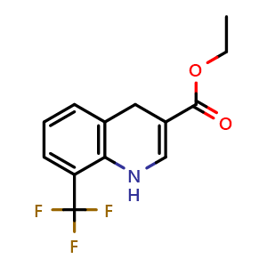 Chemical structure of ethyl 8-(trifluoromethyl)-1,4-dihydroquinoline-3-carboxylate , CAS 31602-18-3, AChemBlock T92951