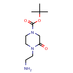 Chemical structure of tert-butyl 4-(2-aminoethyl)-3-oxopiperazine-1-carboxylate , CAS 234108-58-8, AChemBlock T92954