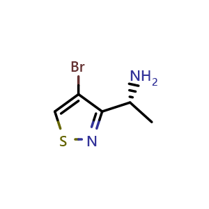 Chemical structure of (R)-1-(4-bromoisothiazol-3-yl)ethan-1-amine , CAS 2411591-79-0, AChemBlock T92966