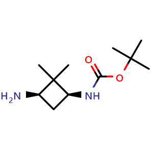 Chemical structure of tert-butyl N-[(1S,3R)-3-amino-2,2-dimethyl-cyclobutyl]carbamate , CAS 1932308-17-2, AChemBlock T92974
