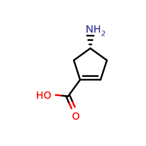 Chemical structure of (4R)-4-aminocyclopentene-1-carboxylic acid , CAS 102629-74-3, AChemBlock T92983