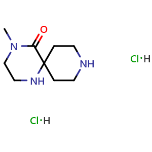 Chemical structure of 4-methyl-1,4,9-triazaspiro[5.5]undecan-5-one dihydrochloride , CAS 2387601-44-5, AChemBlock T92985
