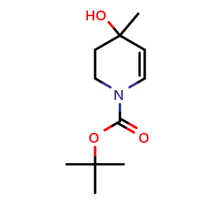 Chemical structure of tert-butyl 4-hydroxy-4-methyl-2,3-dihydropyridine-1-carboxylate , CAS 2387597-72-8, AChemBlock T92986
