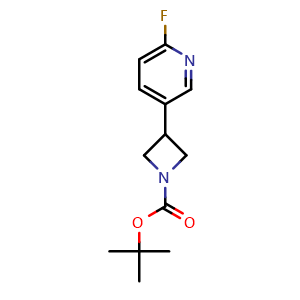 Chemical structure of tert-butyl 3-(6-fluoropyridin-3-yl)azetidine-1-carboxylate , CAS 1801986-14-0, AChemBlock T92991