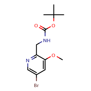 Chemical structure of tert-butyl ((5-bromo-3-methoxypyridin-2-yl)methyl)carbamate , CAS 1138443-96-5, AChemBlock T92992