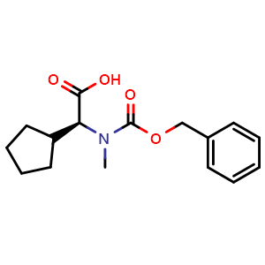 Chemical structure of (S)-2-(N-Cbz-N-methyl-amino)-2-cyclopentylacetic acid , CAS 2411591-78-9, AChemBlock T93008