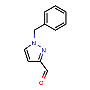 Chemical structure of 1-Benzyl-1H-pyrazole-3-carbaldehyde , CAS 321405-31-6, AChemBlock T93012