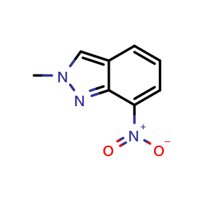 Chemical structure of 2-methyl-7-nitro-2H-indazole , CAS 13436-58-3, AChemBlock T93015